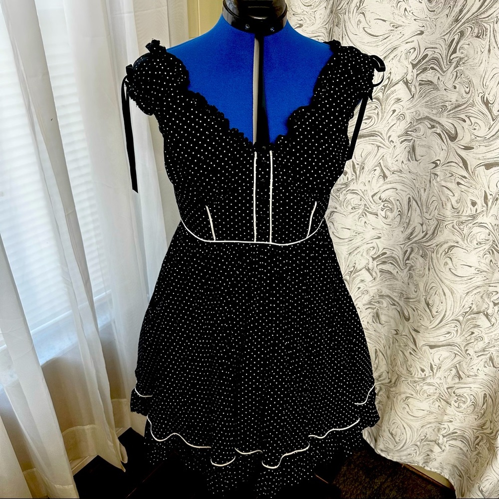 Hell Bunny Vixen Polka Dot Rockabilly Dress XL Pockets Side Zipper